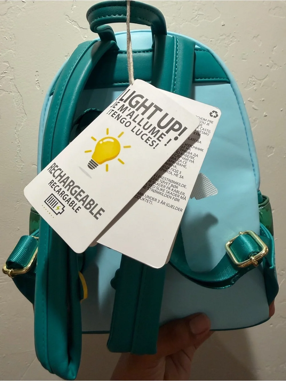 Loungefly Blue Perry the Platypus Kids Mini Backpack with Yellow Sunburst Pocket